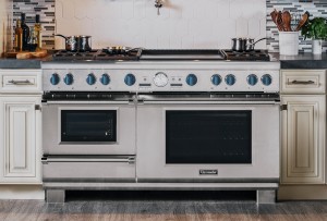 60-Inch Pro Grand Steam Range with Blue Knobs